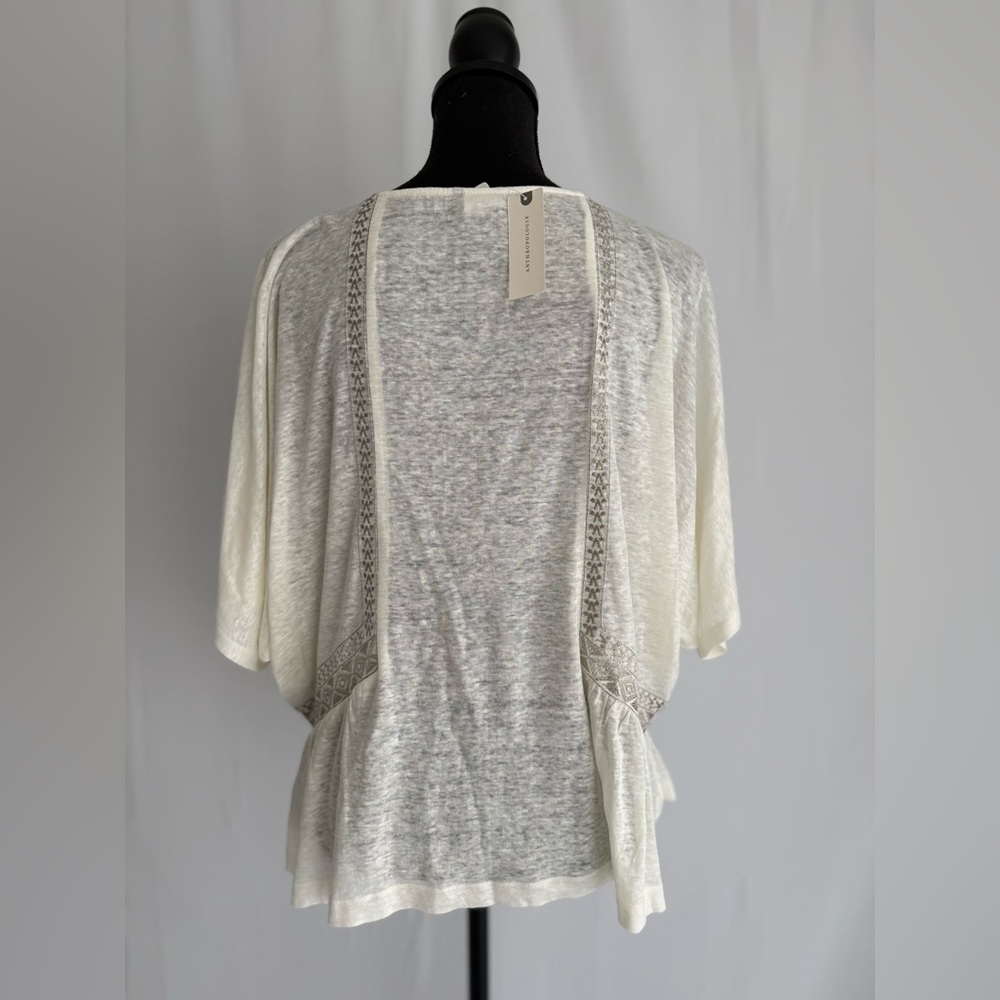 NWT Akemi + Kin Anthropologie Embroidered Linen Dolman Top Size S - Picture 8 of 10